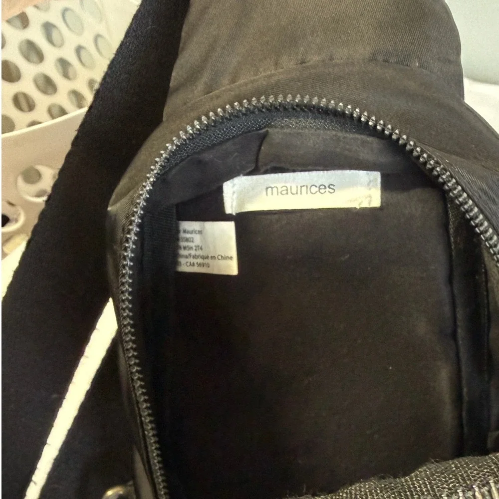 Maurices Black Sling Bag Nylon Crossbody Backpack Travel Chest Pack Adjustable